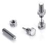 JOVIVI 2 Pairs Punk Stainless Steel 16G Silver Black Screw Stud Earrings for Men Women Body Piercing Jewelry
