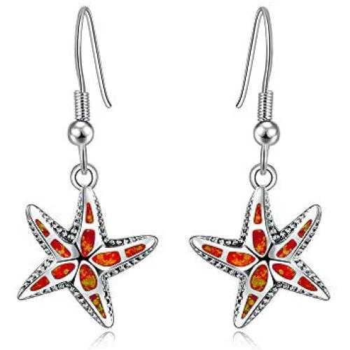 CiNily Dangle Drop Earrings for Women Girls 18K Gold Plated Opal Earrings Sea Jewelry Ocean Earrings