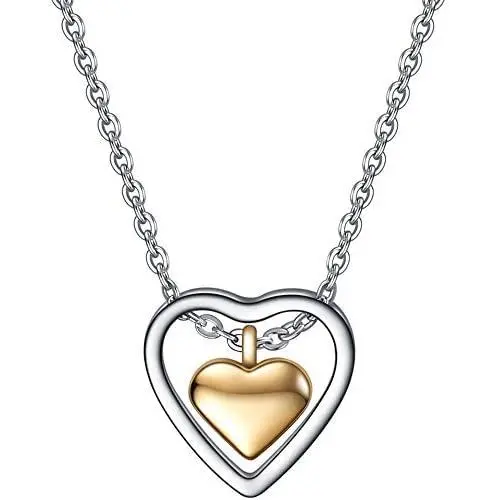 Jude Jewelers Stainless Steel Double Heart Shaped Charm Collar Statement Necklace Jude Jewelers Stainless Steel Double Heart Shaped Charm Collar Statement Necklace