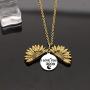 CAROMAY Sunflower Pendant Necklace I Love You 3000 Neck Lace Valentines Day Women Men Jewelry