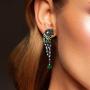 Santuzza Panther Drop Earrings 925 Sterling Silver Black Plating Green Spinel Leopard Jewelry for Women