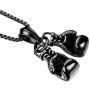 Ineffable Double Fist Set of Stainless Steel Men Necklaces Fitness Pendant Inspirational Necklace for Engagement Sports Gym Gift