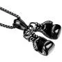 Ineffable Double Fist Set of Stainless Steel Men Necklaces Fitness Pendant Inspirational Necklace for Engagement Sports Gym Gift