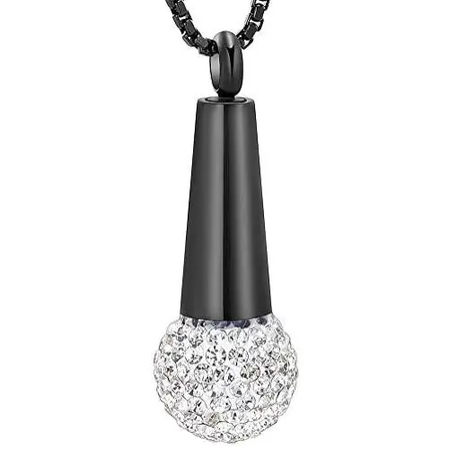 zeqingjw Microphone Cremation Jewelry for Ashes Urn Pendant Necklace with Crystal Stainless Steel Keepsake Memorial Ash Jewelry zeqingjw Microphone Cremation Jewelry for Ashes Urn Pendant Necklace with Crystal Stainless Steel Keepsake Memorial Ash Jewelry