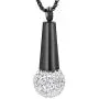 zeqingjw Microphone Cremation Jewelry for Ashes Urn Pendant Necklace with Crystal Stainless Steel Keepsake Memorial Ash Jewelry zeqingjw Microphone Cremation Jewelry for Ashes Urn Pendant Necklace with Crystal Stainless Steel Keepsake Memorial Ash Jewelry