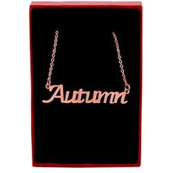 Autumn Name Necklace 18ct Rose Gold Plated Personalized Dainty Necklace - Jewelry Gift Women, Girlfriend, Mother, Sister, Friend, Gift Bag & Box