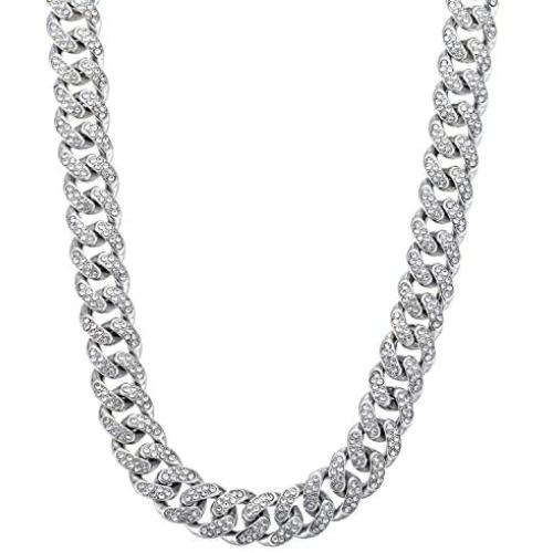 kelistom Gold Chain for Men Women Iced Out, Hip-hop Real 18K Gold/Platinum Plated CZ Fully Iced-Out Miami Cuban Necklace Bracelet Punk Jewelry
