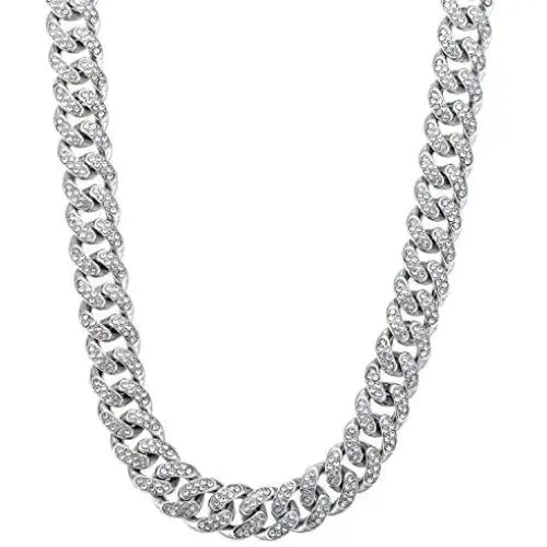 kelistom Gold Chain for Men Women Iced Out, Hip-hop Real 18K Gold/Platinum Plated CZ Fully Iced-Out Miami Cuban Necklace Bracelet Punk Jewelry