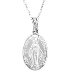 Ritastephens Italian Sterling Silver Miraculous Virgin Mary Medal Latin Prayer Charm Pendant Necklace(12mm, 15mm, 19mm)