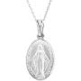 Ritastephens Italian Sterling Silver Miraculous Virgin Mary Medal Latin Prayer Charm Pendant Necklace(12mm, 15mm, 19mm)