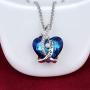 I Love You Jewelry with Ruby Red/Sapphire Blue Heart Birthstone Crystal, Rose Gold/Silver Tone Plating Pendant Valentines Day Necklaces for Women Wife Girls Girlfriend Gifts, 18+2