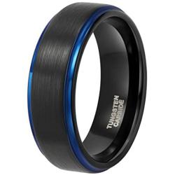Shuremaster 6mm 8mm Tungsten Carbide Wedding Ring Band for Men Women Step Edge Black/Silver Engraved I Love You Comfort Fit 4-15