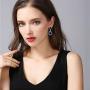 Scarlvambo Womens Cubic Zirconia Teardrop Pierced Dangle Wedding Earrings Silver-Tone
