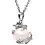Jovivi 2pc Dragon Wrapped Round Ball Cylinder Gemstone Healing Crystal Pendant Necklaces Set