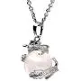 Jovivi 2pc Dragon Wrapped Round Ball Cylinder Gemstone Healing Crystal Pendant Necklaces Set