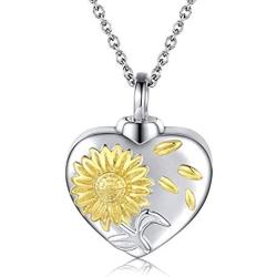 SexyMandala Urn Necklace for Ashes Love Heart Engraved Cremation Memorial Pendant Jewelry Stainless Steel Keepsake for Men Women I Love You Foeever