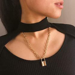 Multilayer Lock Pendant Necklace Layered Long Chain Key Padlock Necklaces Personalized Jewelry for Women Girls Boys Men