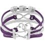 CLY Jewelry Leather Rope Braided Bracelet Double Love Heart With Infinity Symbol Couples Bracelet The Connection Between You and Me Handmade Friendship Bracelet Ideal Gift For Women Girl Family Friend