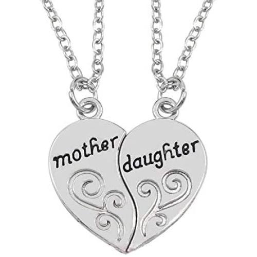 andy cool Mother & Daughter Necklace Heart Matching Necklace Jewelry by TheBigThumb