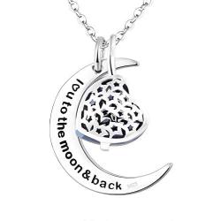 Mothers Day Necklace for Women Birthday Gifts I Love You to the Moon and Back Necklace September Blue sapphire Birthstone Jewelry Heart Moon Pendant