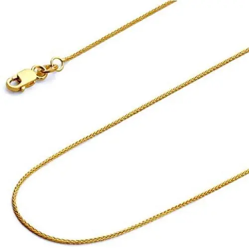 Wellingsale 14k Yellow OR White Gold Polished Solid 1.1mm Braided Wheat Chain with Lobster Claw Clasp Wellingsale 14k Yellow OR White Gold Polished Solid 1.1mm Braided Wheat Chain with Lobster Claw Clasp