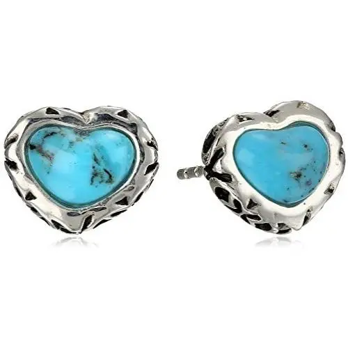 Barse ''Silhouette'' Sterling Silver Turquoise Post Heart Earrings Barse ''Silhouette'' Sterling Silver Turquoise Post Heart Earrings