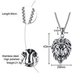 VNOX Stainless Steel Lion Head Pendant Necklace