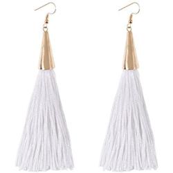 boderier Gold Cone Swingy Tassel Drop Earrings Elegant Dangle Earrings for Women Wedding Party Jewelry (White)