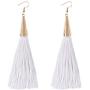 boderier Gold Cone Swingy Tassel Drop Earrings Elegant Dangle Earrings for Women Wedding Party Jewelry (White)