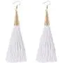 boderier Gold Cone Swingy Tassel Drop Earrings Elegant Dangle Earrings for Women Wedding Party Jewelry (White)