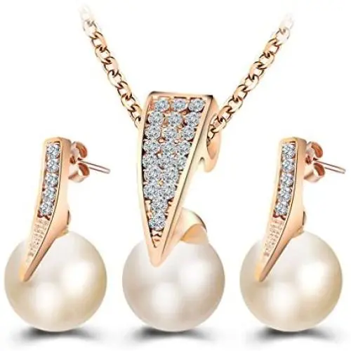 YAZILIND Imitation Pearl Pendant Necklace Stud Earrings Women Jewelry Sets Elegant Dainty Party Accessories YAZILIND Imitation Pearl Pendant Necklace Stud Earrings Women Jewelry Sets Elegant Dainty Party Accessories