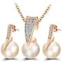 YAZILIND Imitation Pearl Pendant Necklace Stud Earrings Women Jewelry Sets Elegant Dainty Party Accessories