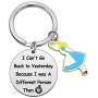 TOGON Alice in Wonderland Lover Gift Wonderland Keychain Quotes Because I was A Different Person Then Keychain for Friend Sister