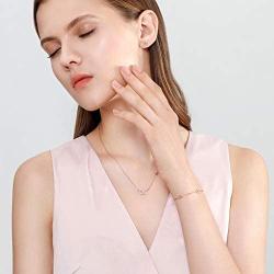 T400 925 Sterling Silver Rose Gold Infinity Pendant Necklace Link Bracelet with AAA Cubic Zirconia Gift for Women Girls