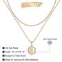 Yoosteel Dainty Layered Gold Necklaces for Women, 14K Gold Plated Tiny Hexagon Letter Necklace Personalized Initial Monogram Gold Layered Necklaces for Women Jewelry