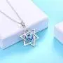 LINLIN FINE JEWELRY 925 Sterling Silver Spiritual Sign Heart CZ Love Knot Star of David Pendant Necklace Gift for Women Girls, 18 inch