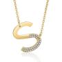 SHERLOVE Gold Initial Necklaces for Women,18k Real Gold Plated Sideways Initial Necklace Diamond Letter Pendant Necklace for Women Girls Personalized Name Necklace Trendy Jewelry