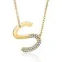 SHERLOVE Gold Initial Necklaces for Women,18k Real Gold Plated Sideways Initial Necklace Diamond Letter Pendant Necklace for Women Girls Personalized Name Necklace Trendy Jewelry