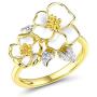 Santuzza Orchid Rings 925 Sterling Silver Elegant White Flower Delicate Enamel Ring Cubic Zirconia Jewelry for Women