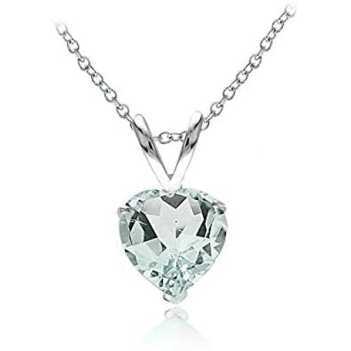 Ice Gems Sterling Silver 7mm Heart Genuine, Created or Simulated Birthstone Solitaire Necklace, 18''