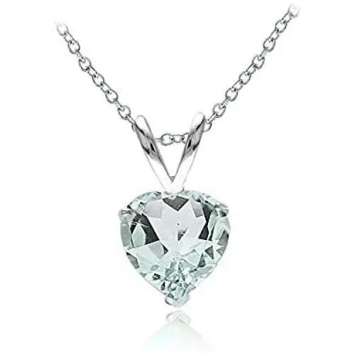 Ice Gems Sterling Silver 7mm Heart Genuine, Created or Simulated Birthstone Solitaire Necklace, 18''