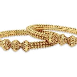 SANARA Gold Plated Ball Design Indian Bollywood Ethnic Polki Bangle set Polki bridal jewelry