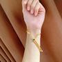ALLEN DANMI Jewelry Cubic Zirconia 18 K Gold/Rose Gold/White Gold Cuff Bangle Bracelet Adjustable Chic Link Chain Bracelet Shining Luxury Gift for Women.