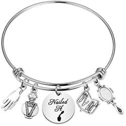 BLEOUK Nail Tech Gift Nail Artist Gift Beautician Gift Nail Tech Charm Bracelet Manicurist Gift Cosmetologist Gift Nailed It Gift