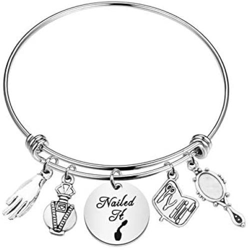 BLEOUK Nail Tech Gift Nail Artist Gift Beautician Gift Nail Tech Charm Bracelet Manicurist Gift Cosmetologist Gift Nailed It Gift
