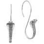 Edgy Curled King Cobra .925 Sterling Silver Snake Dangle Earrings