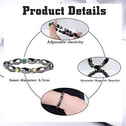 YADOCA 8 Pcs Hematite Magnetic Bracelets Set for Men Women Tigers Eye Bead Bracelet Colorful Elastic Bracelet
