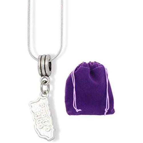 Puerto Rico Necklace | Country Map Charm Snake Chain Necklace