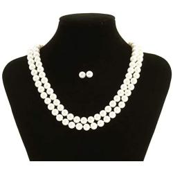 LEILE Hand Knotted Glass Imitation Pearls Necklace Bead Diameter 8mm Length 18 59 inch