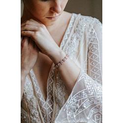 SWEETV Round Cubic Zirconia Wedding Bracelets for Brides, Crystal Elegant Tennis Bracelet for Women Bridal Jewelry